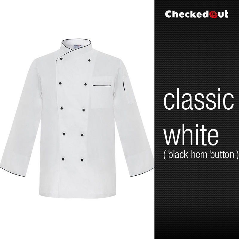 white black hem button coat 